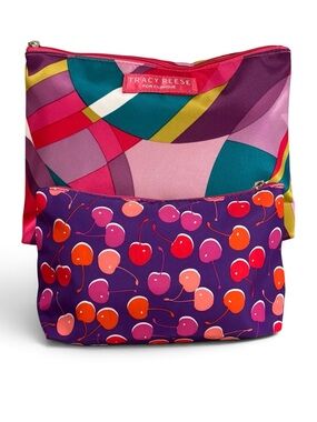 Clinique Y2K Fruit Florals Mod Makeup Pouch Lot Set 2pc
